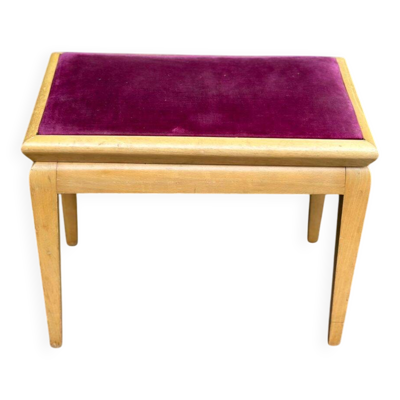 Tabouret de piano réglable en hêtre massif clair et velours violet