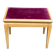 Adjustable piano stool in light beech and purple velvet.