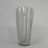 Vase with 12 vertical ribs in frosted glass, Verrerie de Fains, 1950s