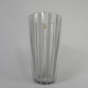 Vase with 12 vertical ribs in frosted glass, Verrerie de Fains, 1950s