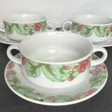 3 porcelain bowls + saucers