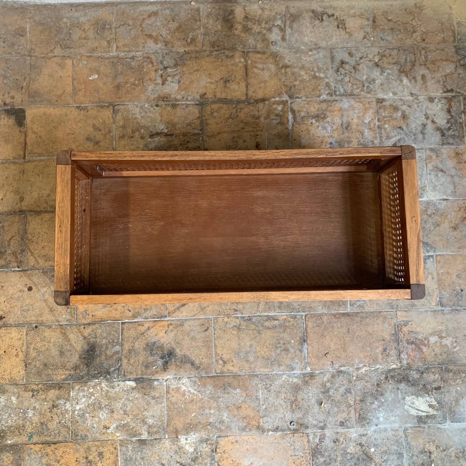 Vintage wooden and cane planter