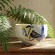 Large hand-turned stoneware salad bowl, signed, vintage from the 80s to 2000s.