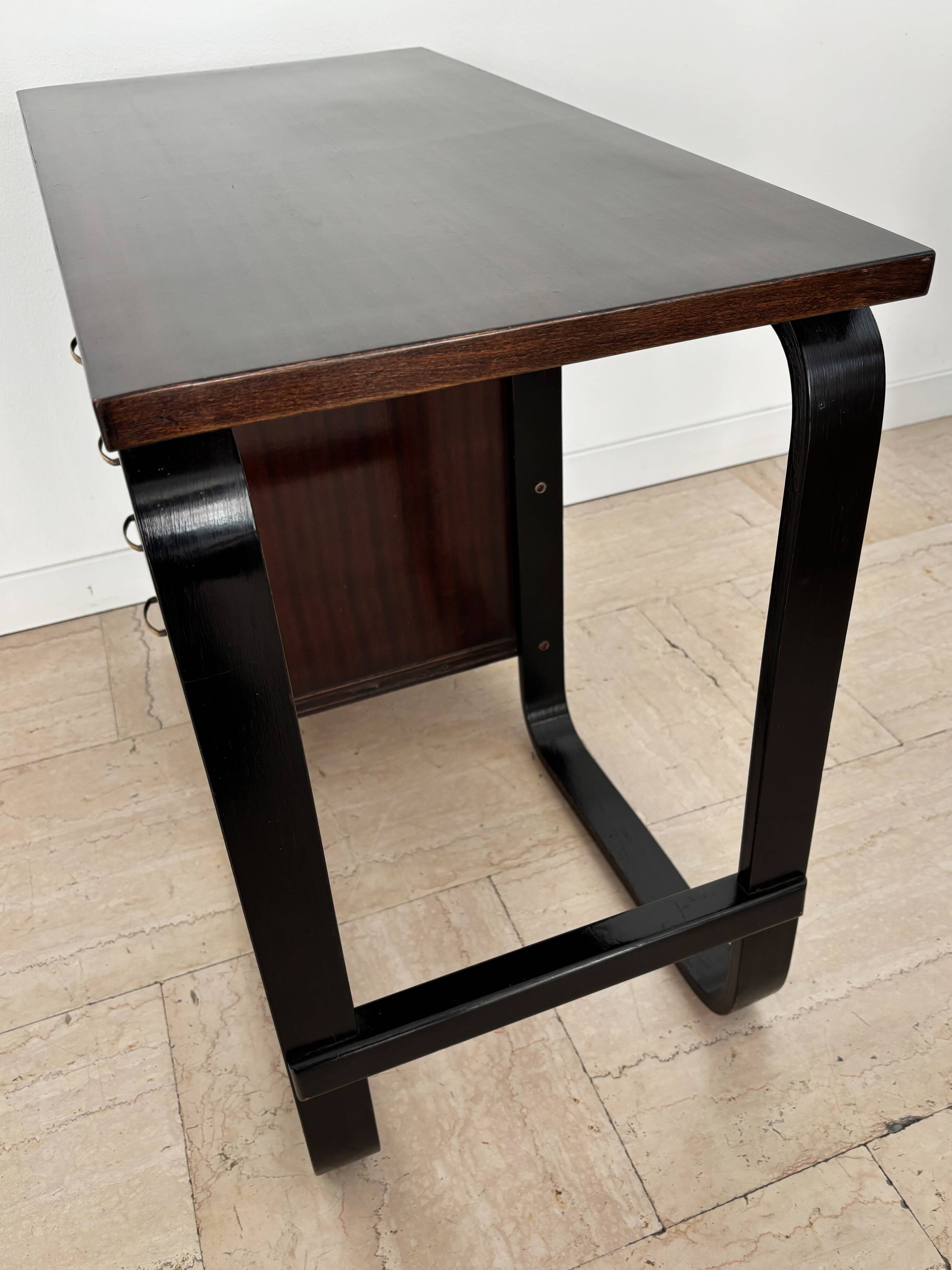 Giuseppe Pagano Pogatschnig Italian Dark Wood Desk for Gino Maggioni, 1940s