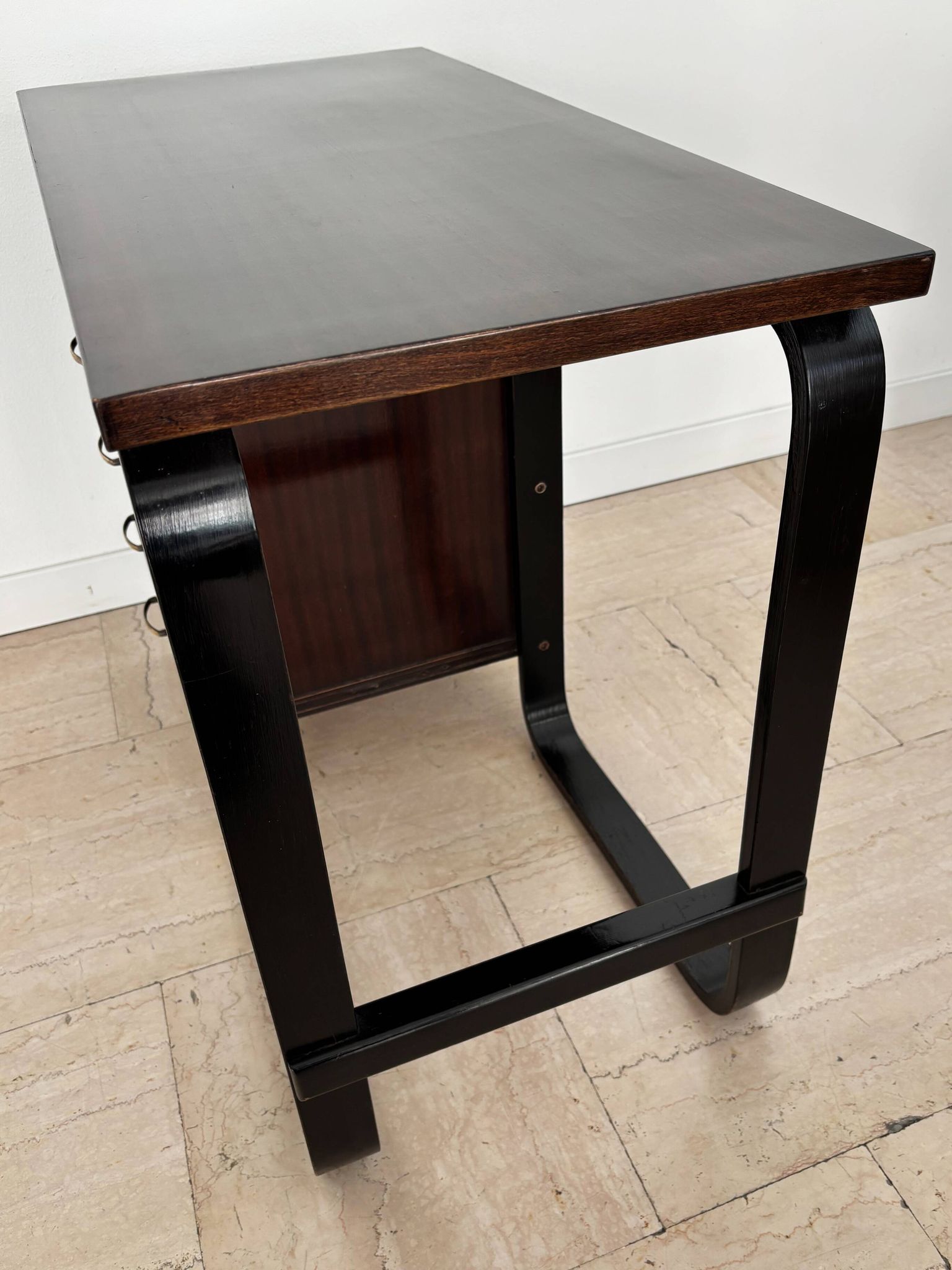 Giuseppe Pagano Pogatschnig Italian Dark Wood Desk for Gino Maggioni, 1940s