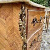 Louis XV style commode in marquetry, 20th century.