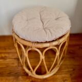 Vintage rattan pouf stool