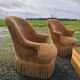 Ensemble de fauteuils crapaud et pouf jaune vintage