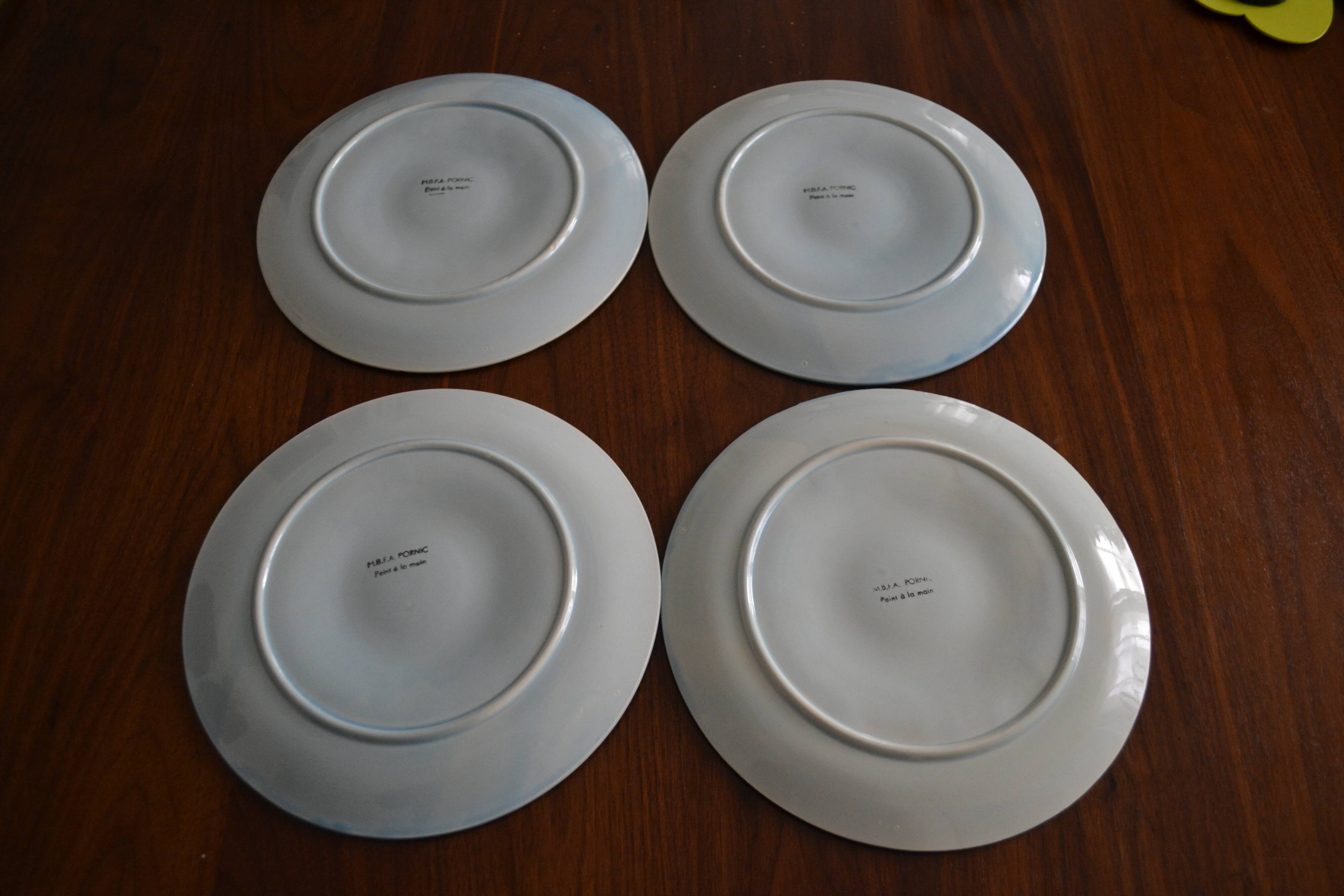Set of 4 plates in Huitre Pornic (MBA)