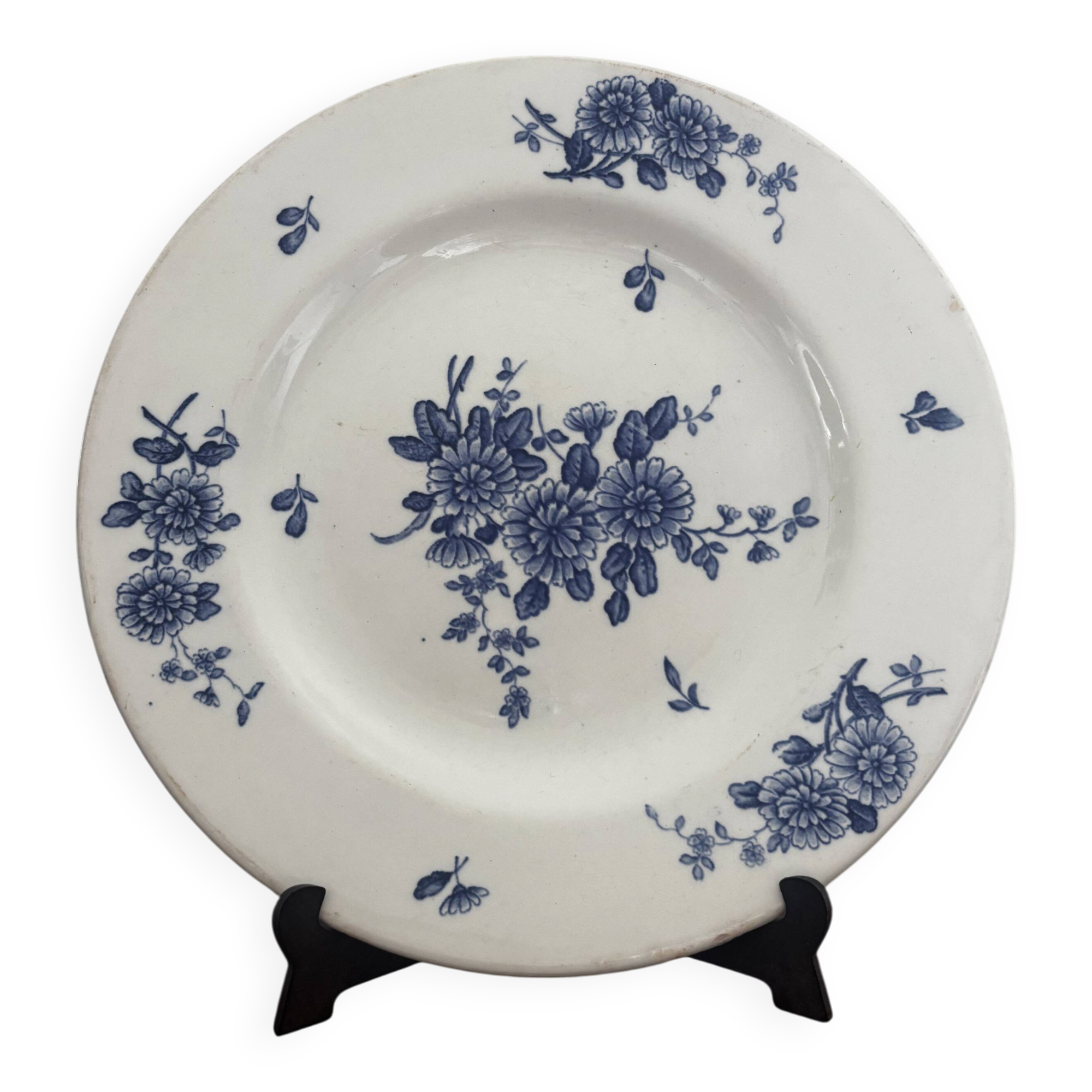 Old flat plate KG Luneville Blue Flowers