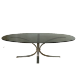 Design coffee table in metal and smoked glass 70s