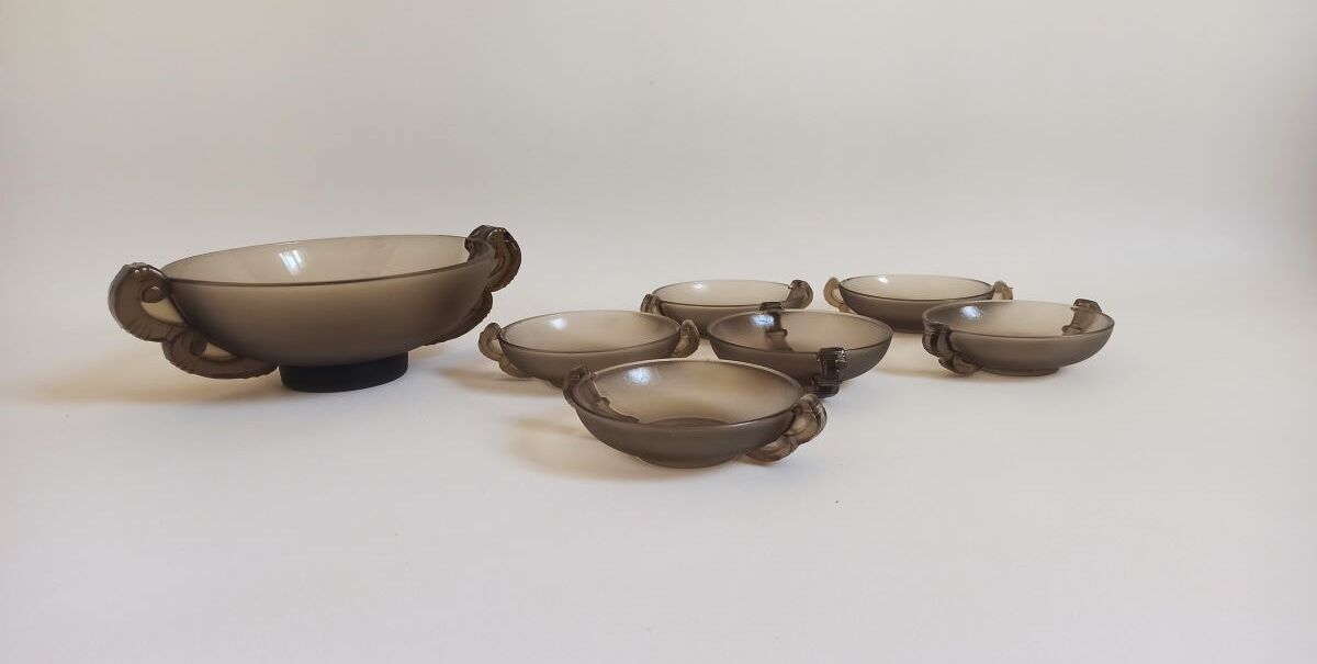 Dessert service 30s frosted glass