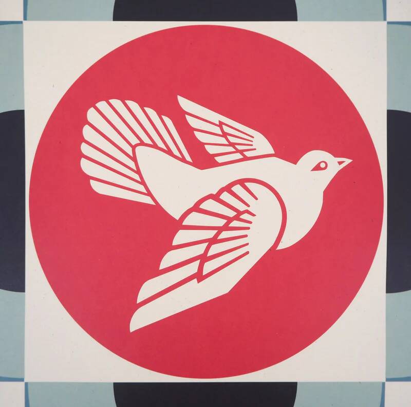 Shepard Fairey : Geometric Dove Blue, sérigraphie originale signée