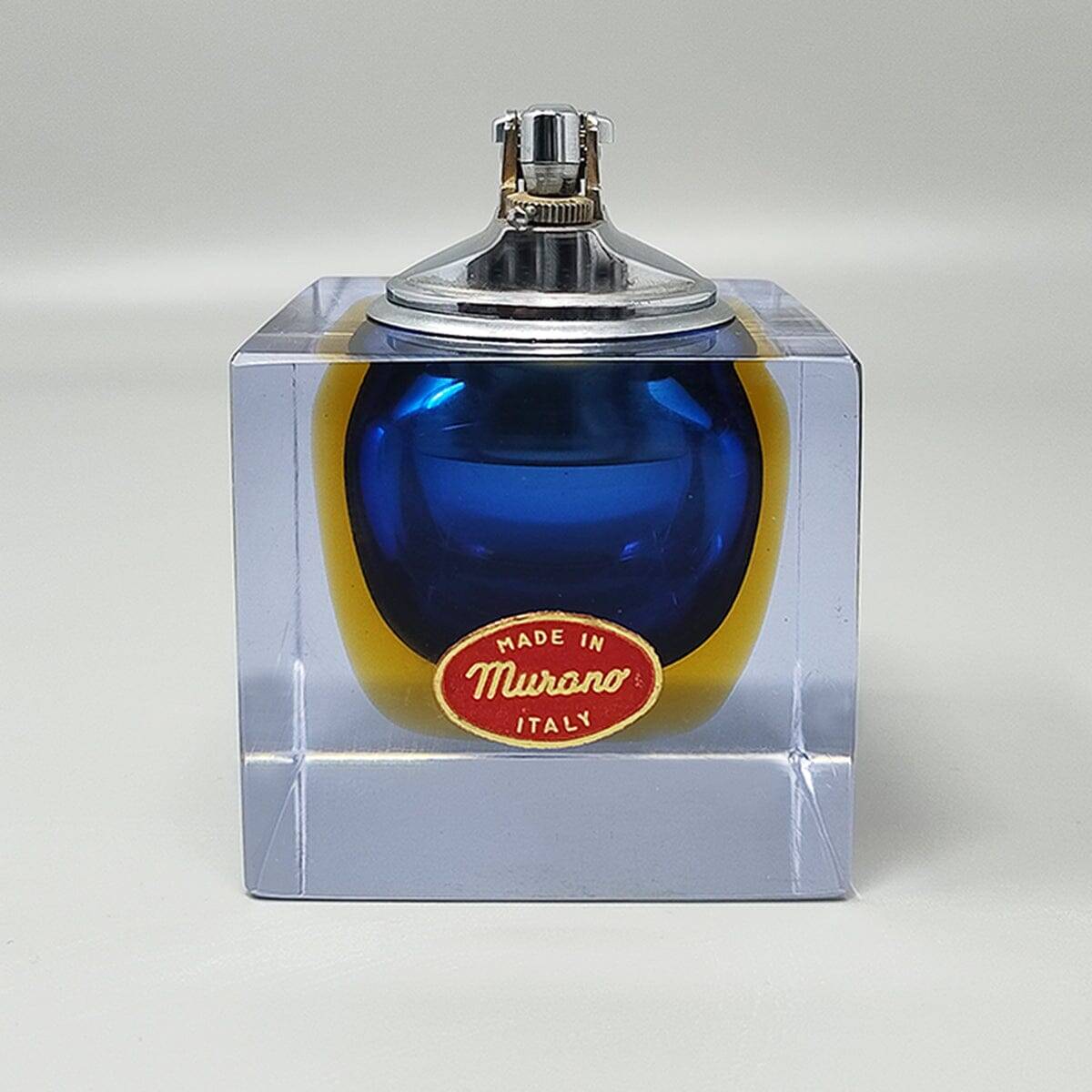Briquet de table bleu des années 1960 en verre de Murano Sommerso par Flavio Poli