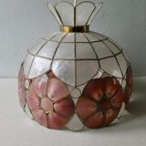 Lustre en nacre coquillages et laiton des années 60