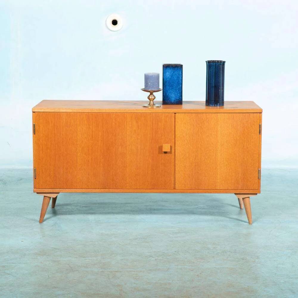 Vintage Scandinavian wall unit in oak veneer – 1960s