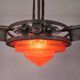 Art Deco pendant lamp with glass bowl and 3 chalices, 1930s