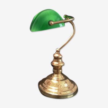 Vintage green and gold library bankers desk lamp