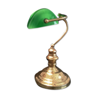 Lampe de bureau de banquiers de bibliothèque de vert et d’or de cru