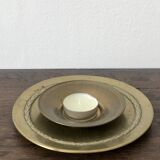 Duo of brass pockets or candle holders