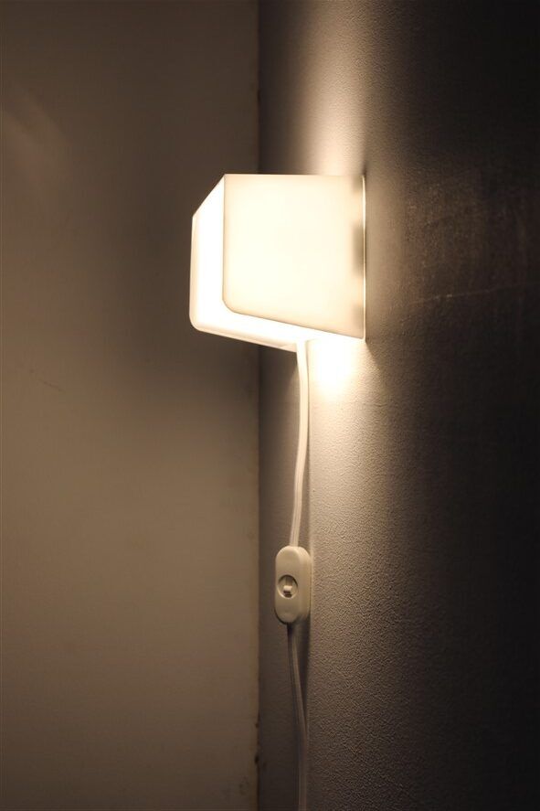 Rare Louis Poulsen wall lamp / 1960s / plexiglass / steel / Mid Century Danish Modern Design
