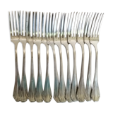 12 Art Deco silver metal bistro forks