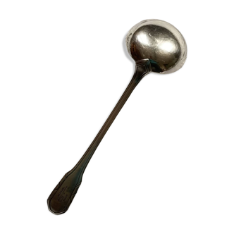 Silver metal ladle art deco monogram covered with vintage tableware service