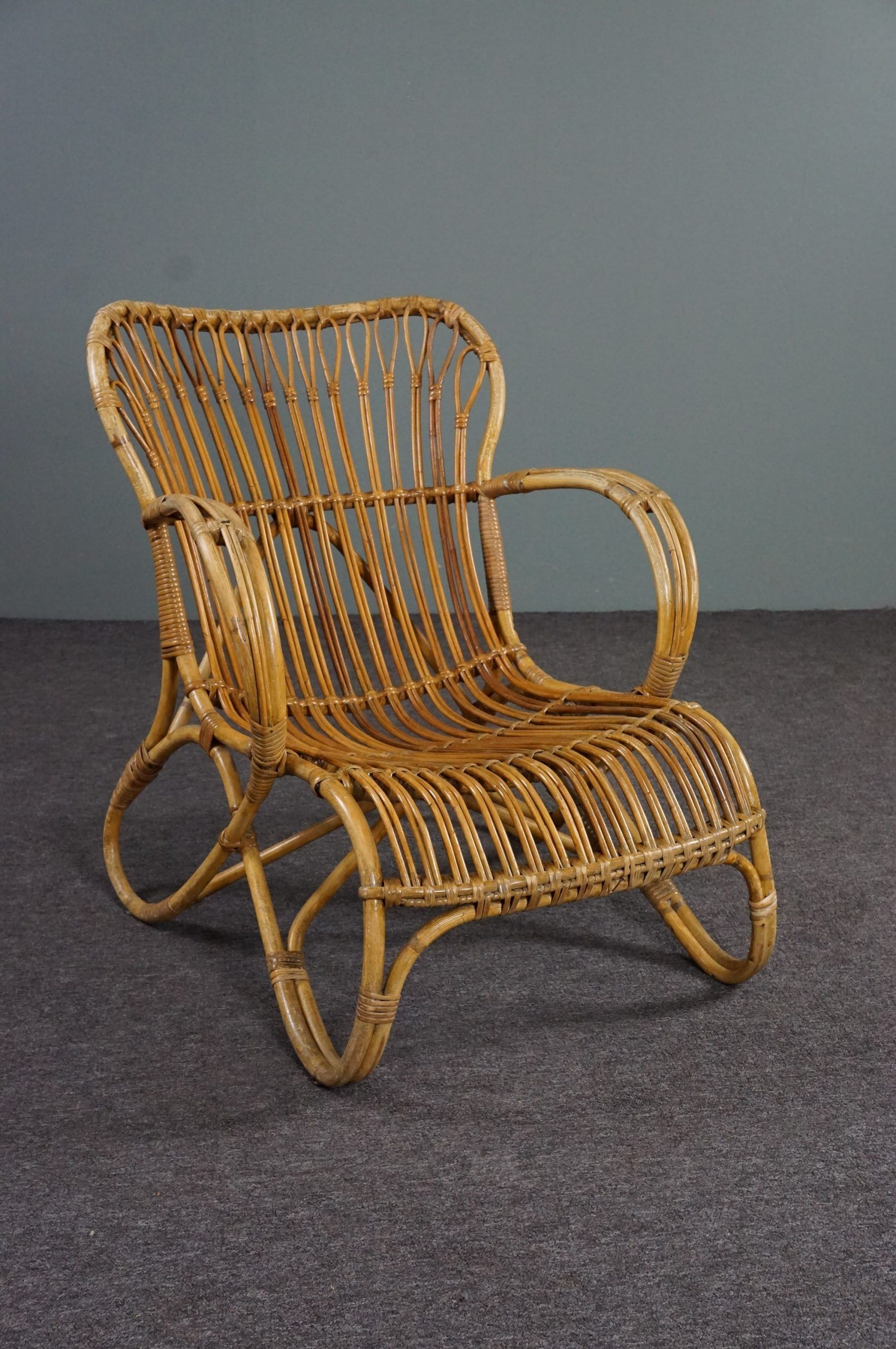 Rattan armchair Dutch Design Belse 8, 1950