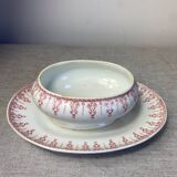 Antique Gien porcelain sauce boat, iron earth