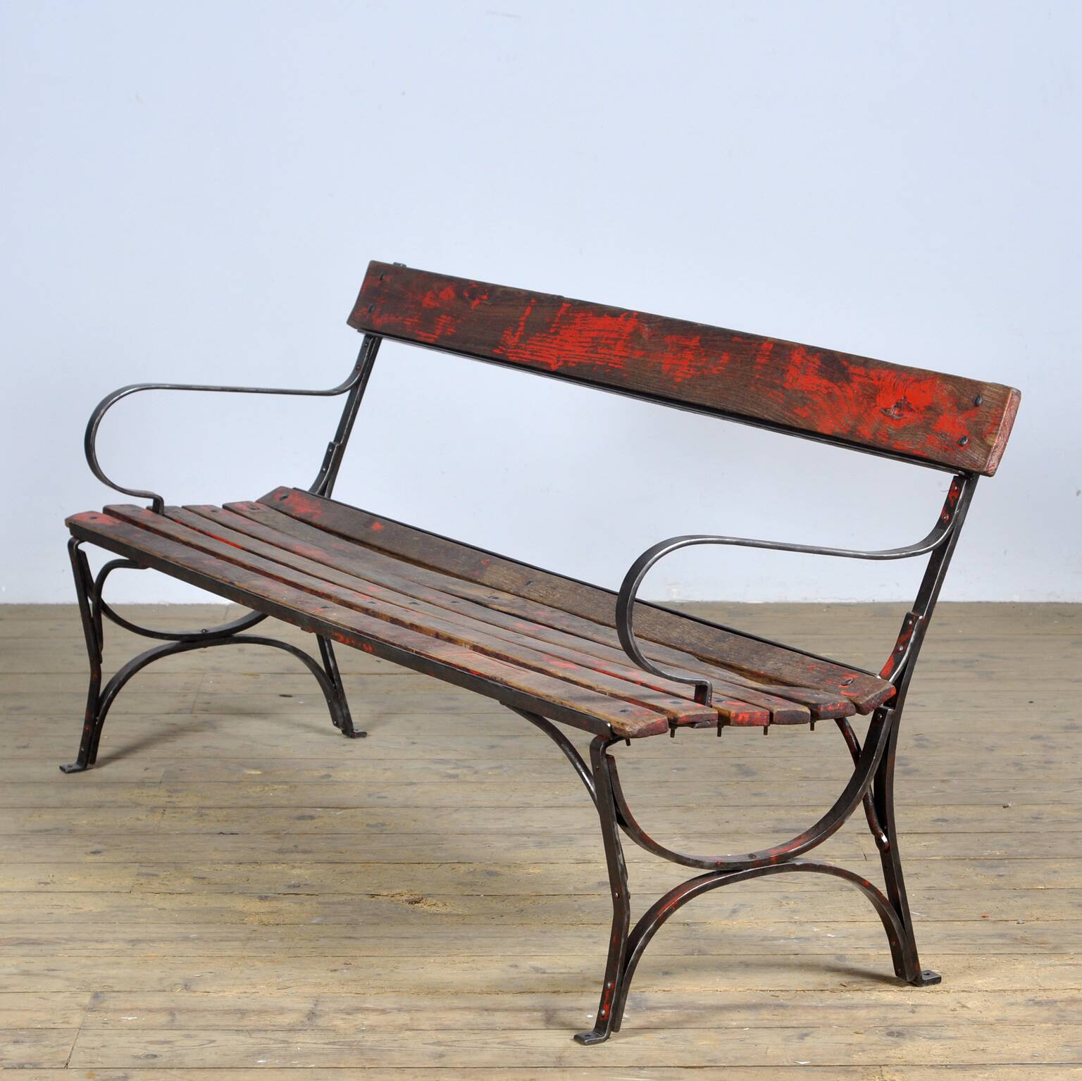 Riveted iron park bench 1920s
