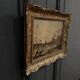 Oil on panel, port scene, late 19th century, gilded frame