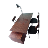 Desk and 3 chairs in 1950s Italian modernist style in rosewood.