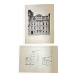 Illustration of a remarkable building and plan of 19th century German architecture