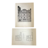 Illustration of a remarkable building and plan of 19th century German architecture