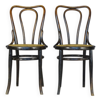 2 kohn chairs no. 48 by kohn 1890, not thonet bistro - caned -