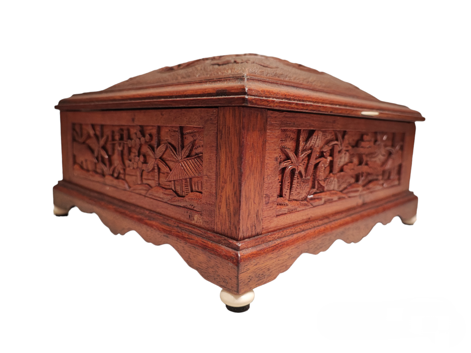 Chinese carved wood box