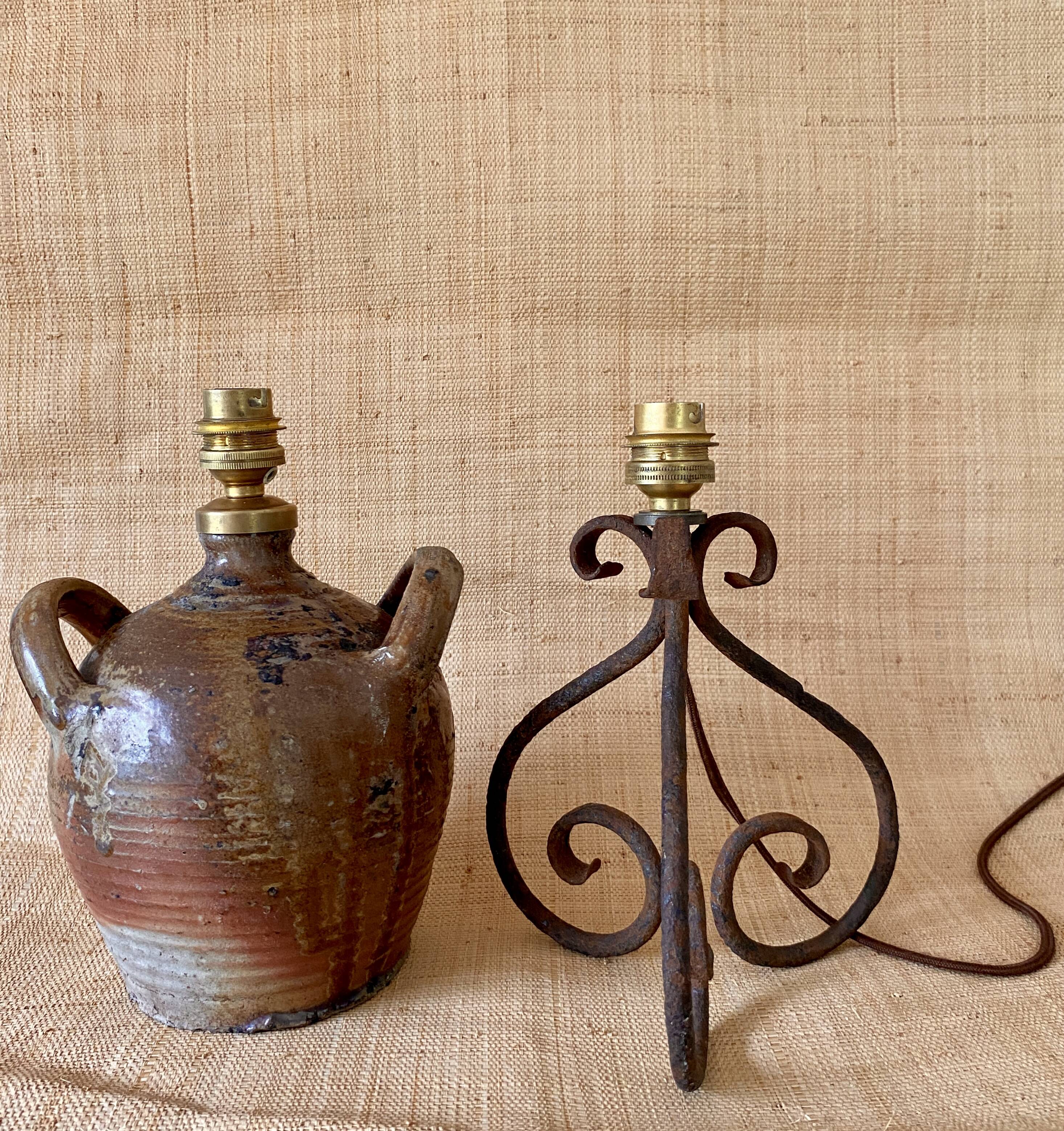 Stoneware lamp with its new 2M fabric cable