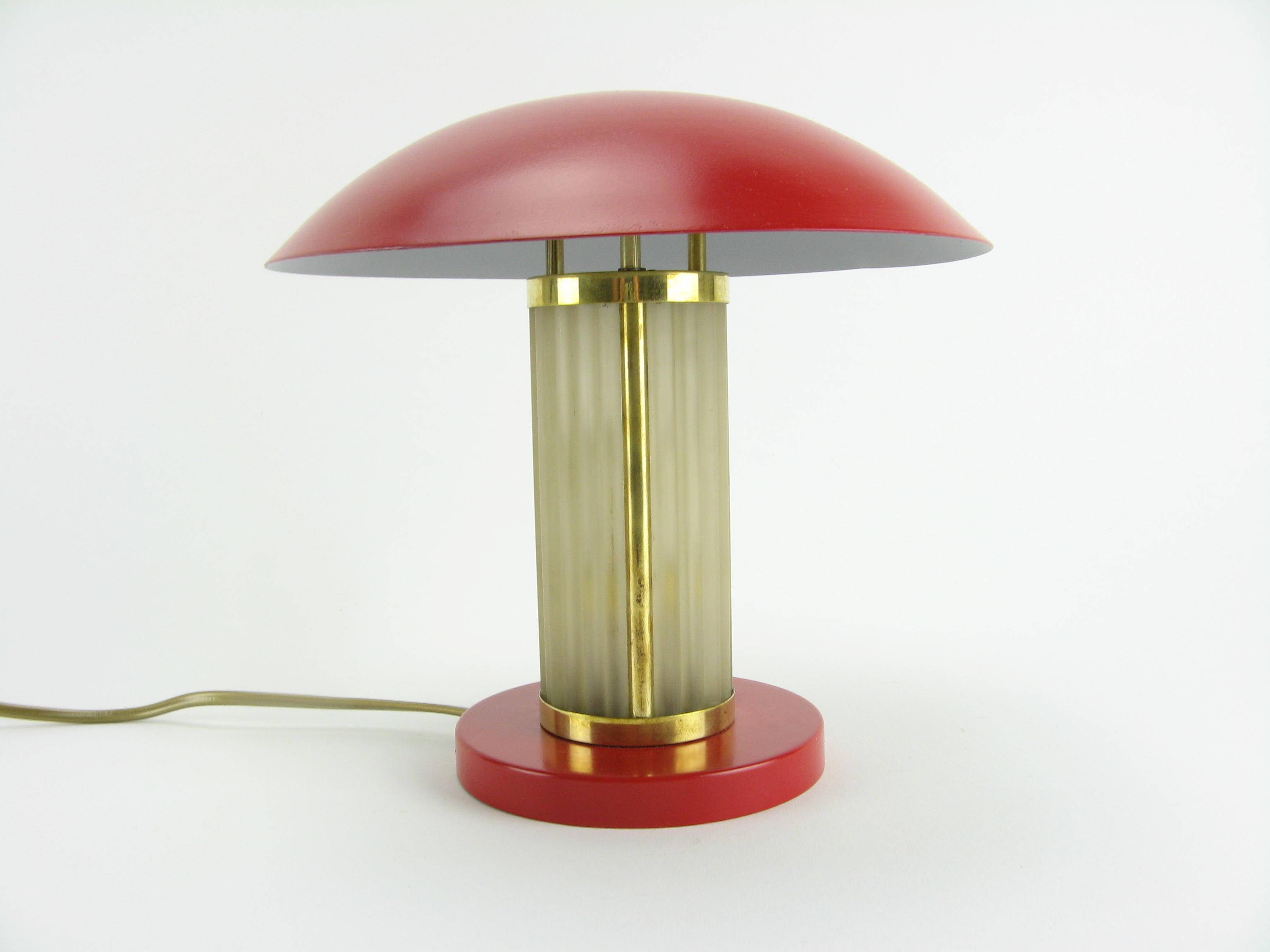 Art deco mushroom lamp made of glass, restored