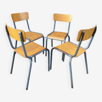 4 Vintage School Chairs