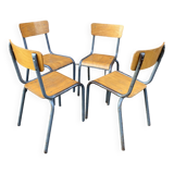 4 chaises d'école Vintage