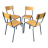 4 chaises d'école Vintage
