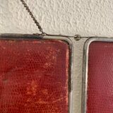 Vintage mirror 1950 triptych beveled purple barber - 25 x 58 cm