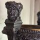 Patinated bronze vase with handles topped by bicéphalic busts, 19th century.