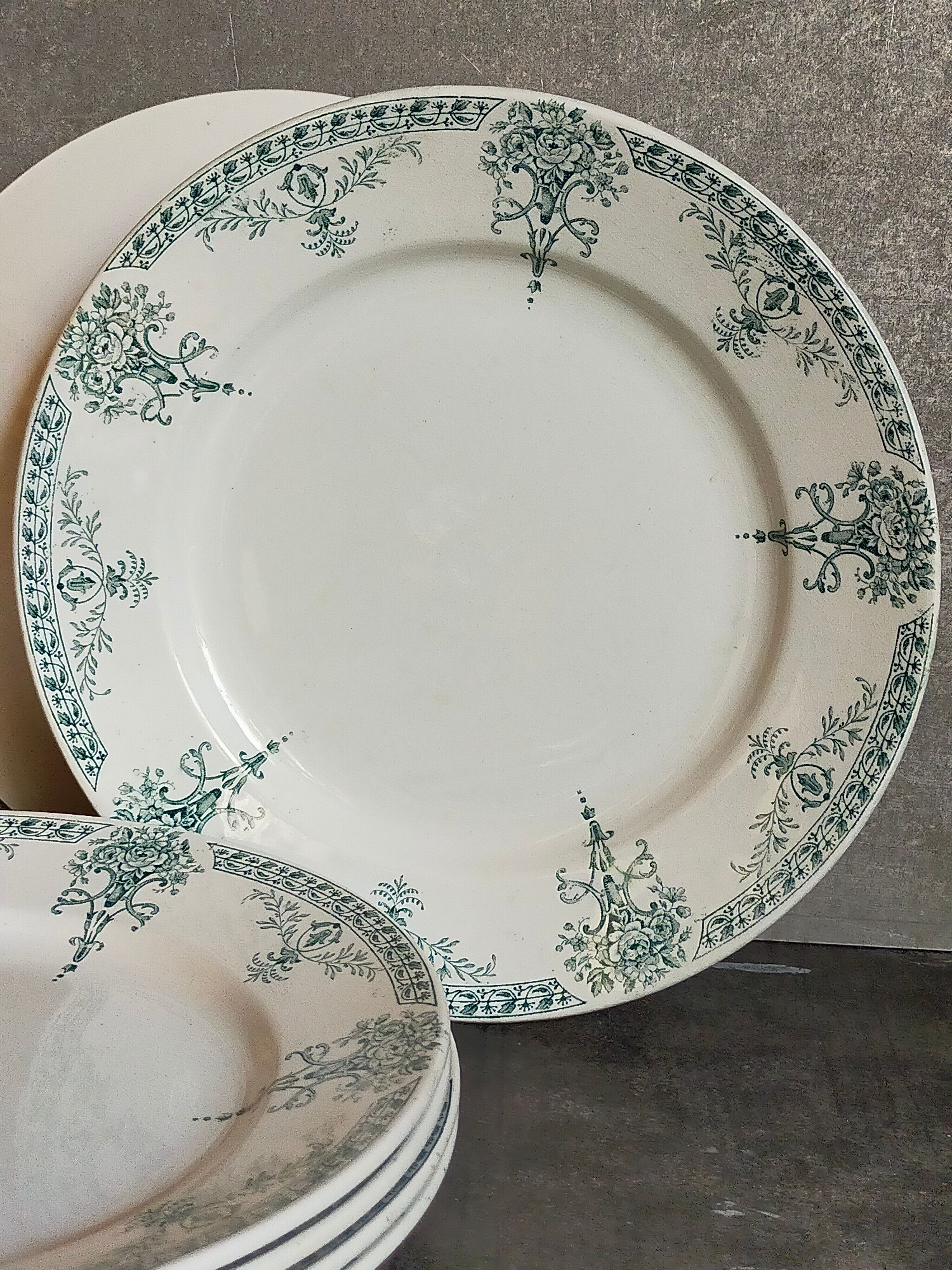 Six old plates iron earth of lunéville model lugano late nineteenth