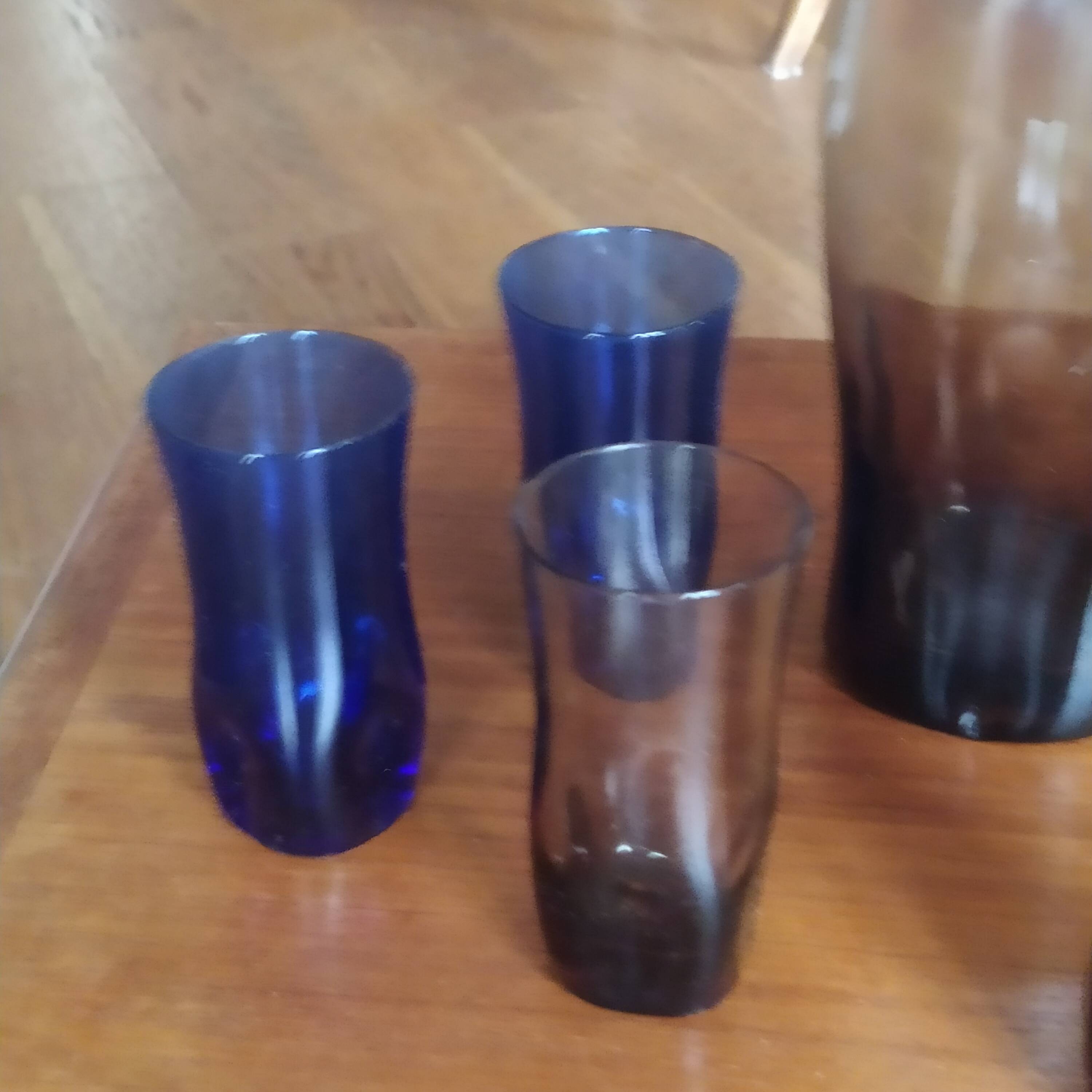 1970 liqueur service tinted glass Verrerie Portieux