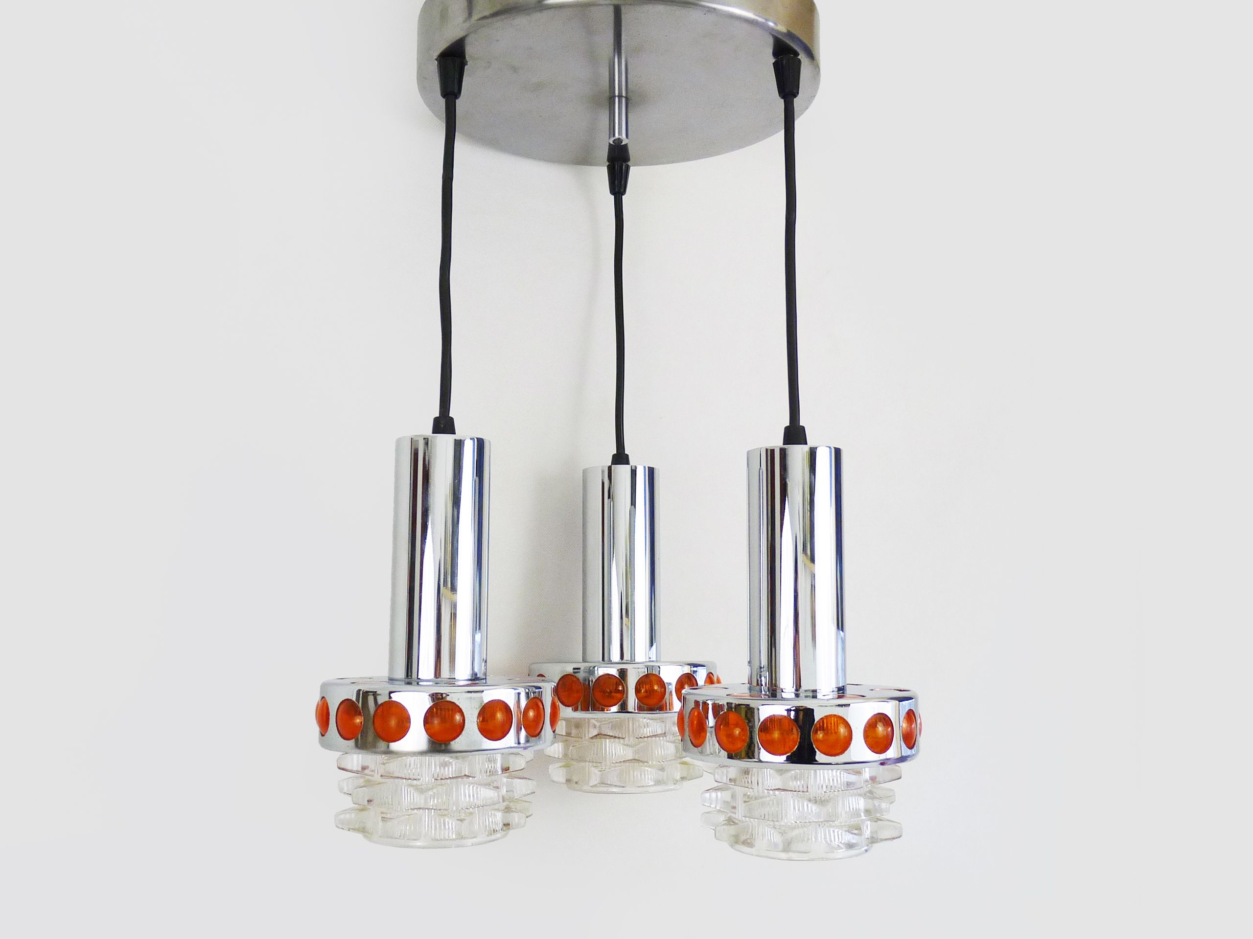 Suspension waterfall vintage Raak Amsterdam Holland chrome polished glass chiseled. Year 70