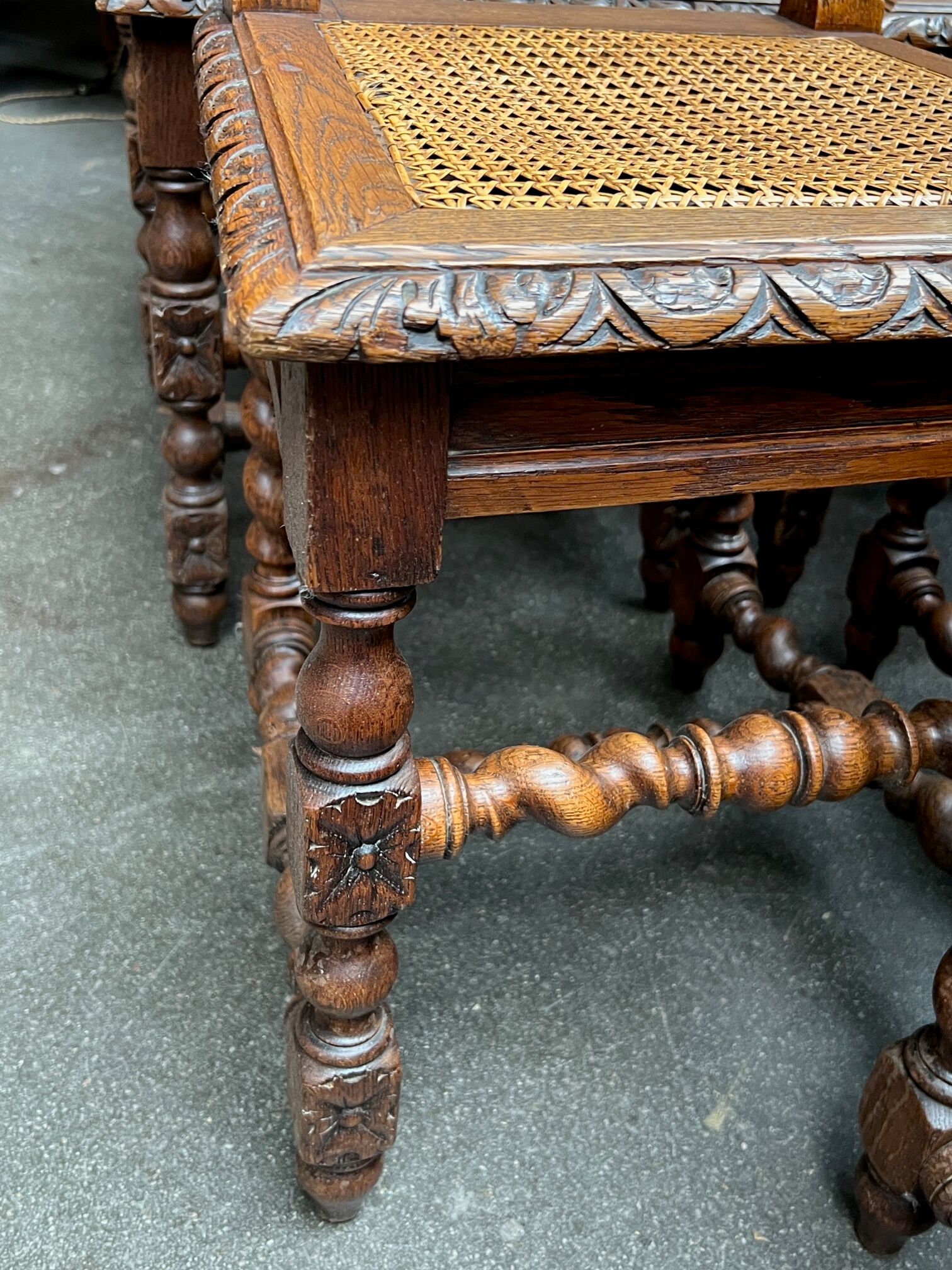 Set of 12 Louis XIII style chairs.