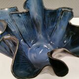 Very special vase in “folded” bluish glazed clay.