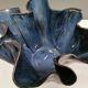 Very special vase in “folded” bluish glazed clay.