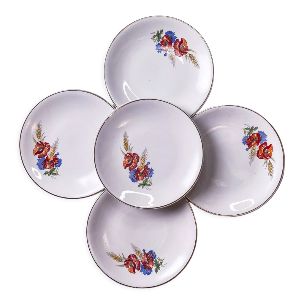 5 poppy plates Selency